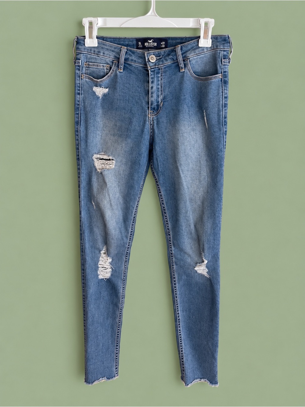 Hollister Mid Rise Crop Distressed Jeans Size 5 Long / 27